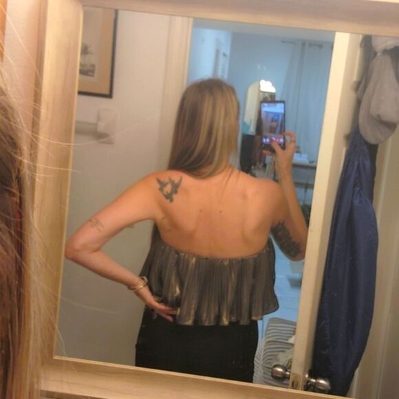 Anthropologie Metallic Pleated Strapless Crop Top NWT - Picture 5 of 8